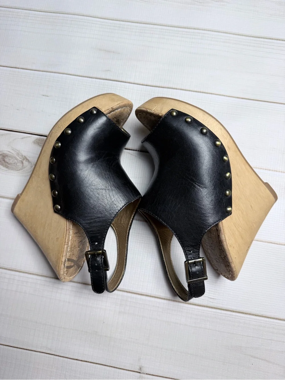 Sam Edelman Camilla Studded Wooden Wedge Platform Sandals - Size 7